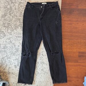 Abercrombie & Fitch Black Distressed Straight Leg Jeans
